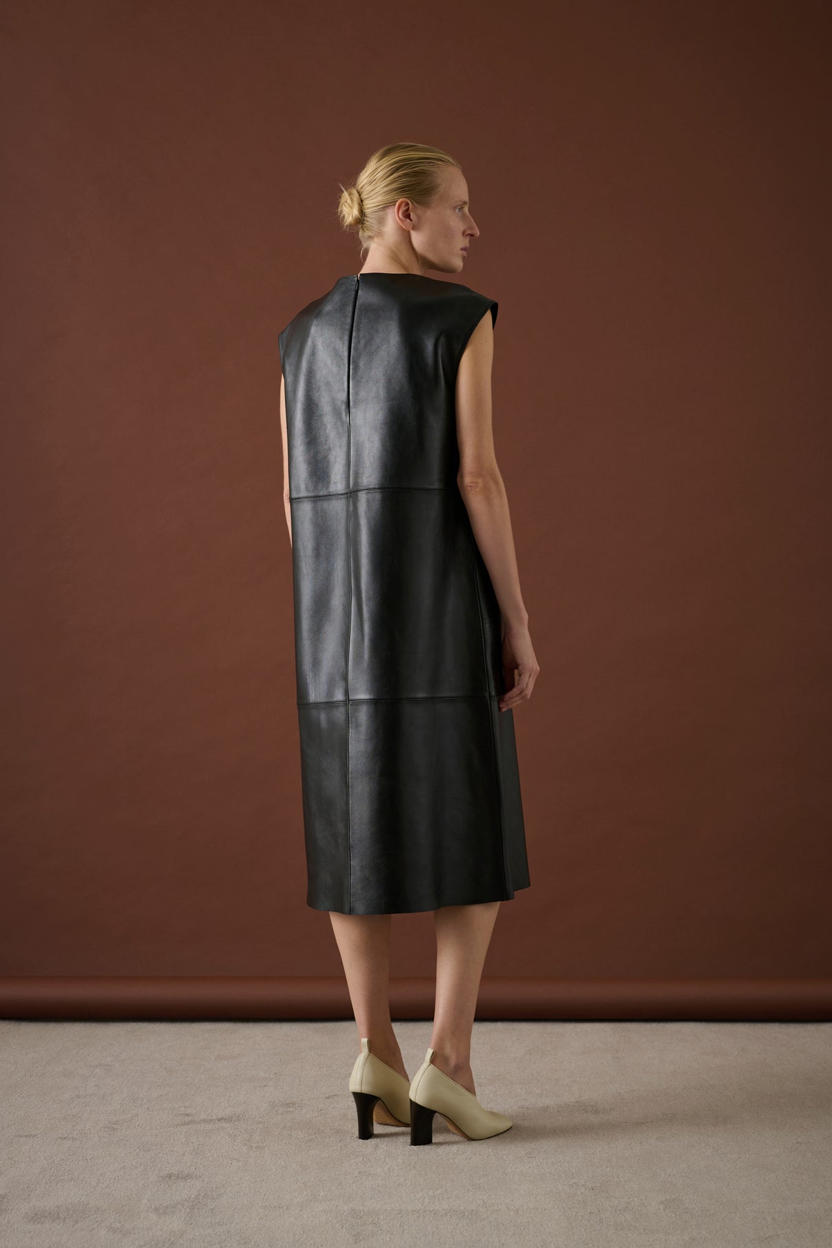 Robe Sofia - Noir - Cuir - Femme vue 6